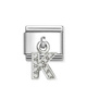 Element link do bransoletek Nomination Composable Stal + Srebro 925 litera K z cyrkoniami