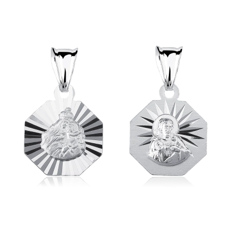 Srebrny  medalik, Jezus/ Matka Boska Szkaplerzna