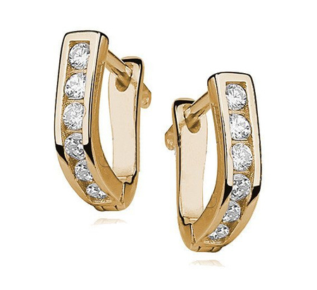 Srebrne pozłacane kolczyki z białymi cyrkoniami