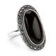 Srebrny pierścień z onyksem i markazytami