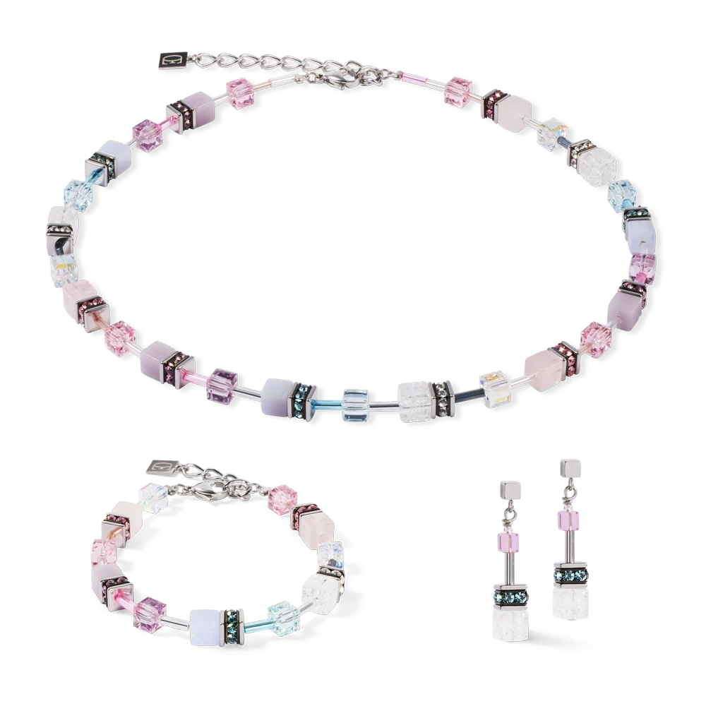 Naszyjnik GeoCUBE® Iconic Precious różowo-liliowy