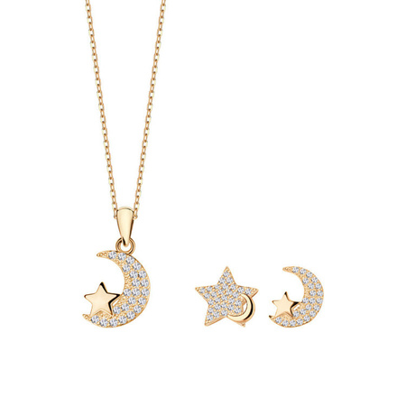 Komplet srebrny pozłacany gwiazdka i księżyc