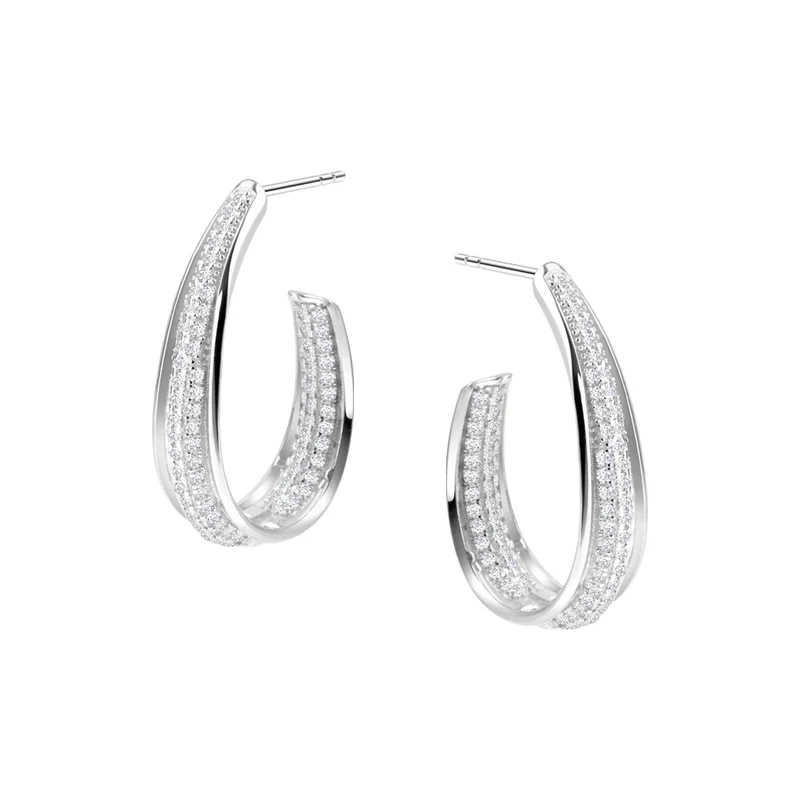 Kolczyki srebrne półkółka z cyrkoniami