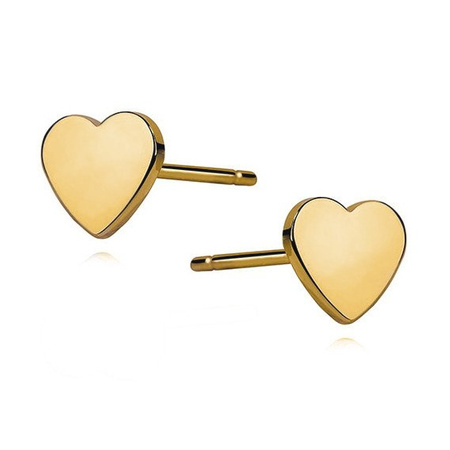 Srebrne,  pozłacane małe kolczyki serduszka