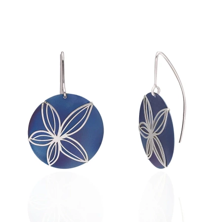 Kolczyki srebrne z tytanem okrągłe