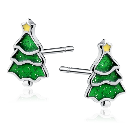 Kolczyki srebrne choinki