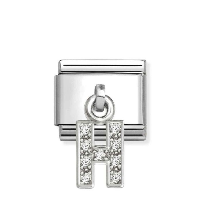 Element link do bransoletek Nomination Composable Stal + Srebro 925 litera H z cyrkoniami