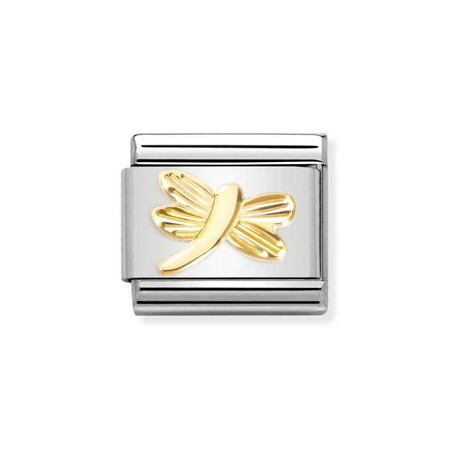 Element link do bransoletek Nomination Composable Stal + złoto 18k złota ważka