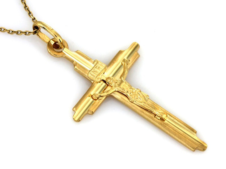 Złoty krzyżyk zawieszka z postacią Jezusa