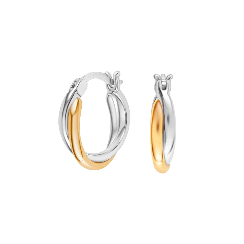 Kolczyki srebrne kółka dwukolorowe