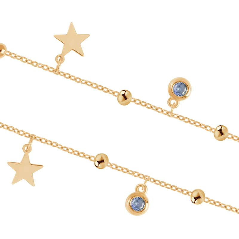 Bransoletka pozłacana z gwiazdkami i cyrkoniami