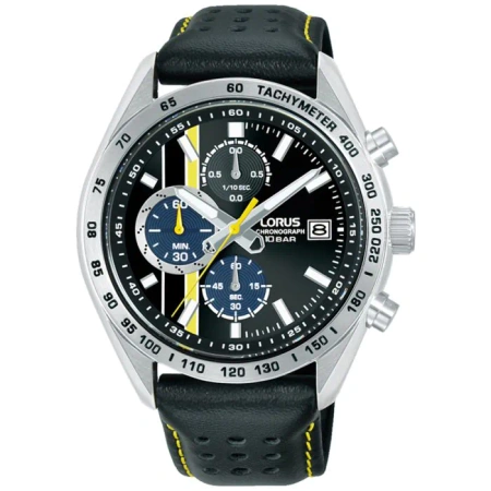 Zegarek męski Lorus stal szlachetna na czarnym pasku