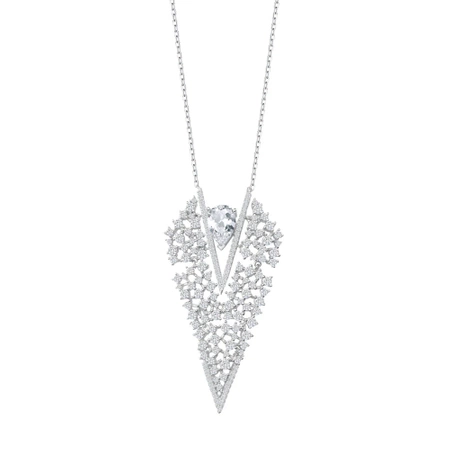 Naszyjnik srebrny z dużą zawieszką z cyrkoniami