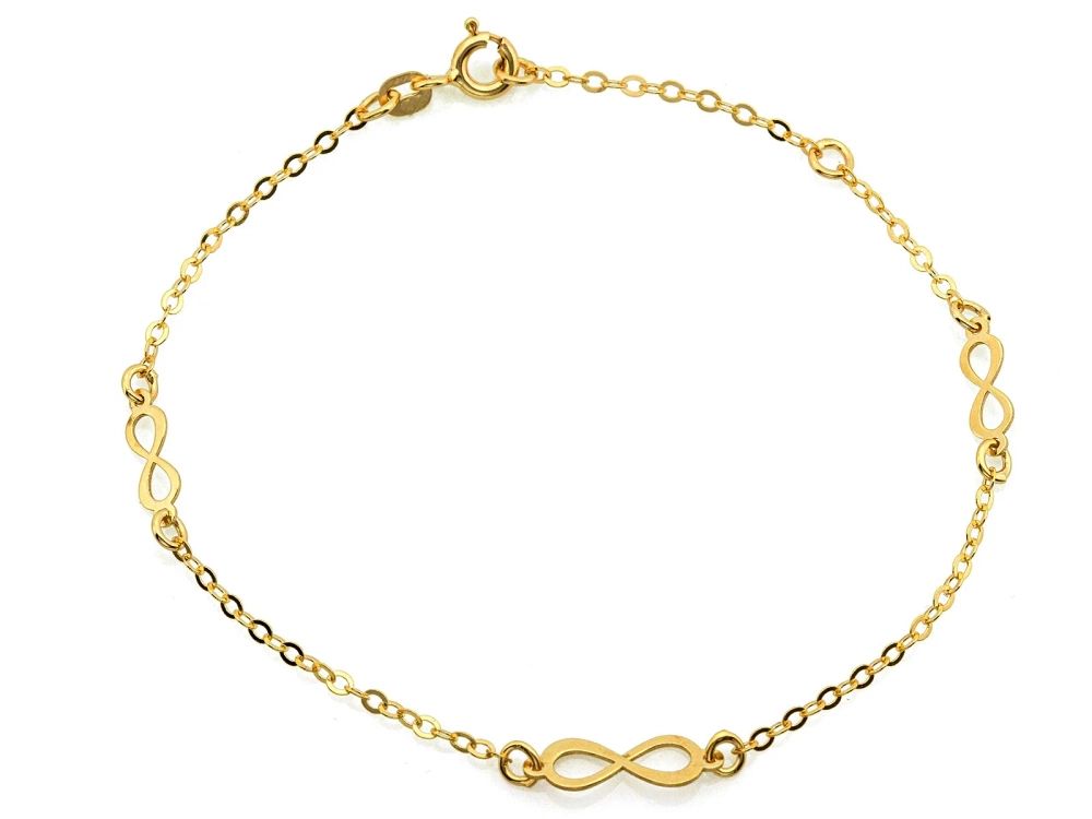 Złota Bransoletka z symbolami nieskończoności