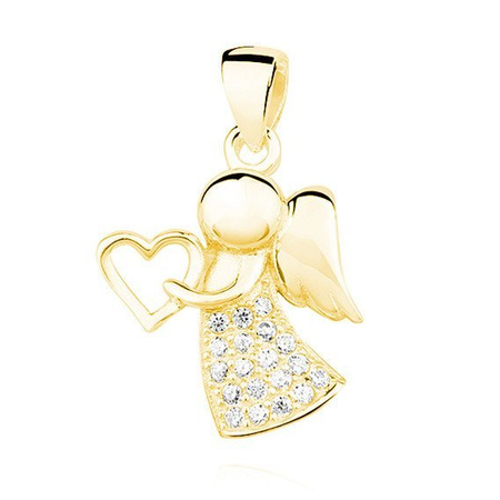 Srebrna pozłacana zawieszka aniołek z cyroniami