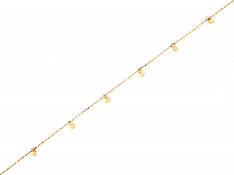 Bransoletka złota na nogę z serduszkami