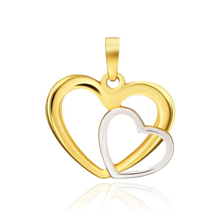 Zawieszka złota splecione serduszka w dwóch kolorach