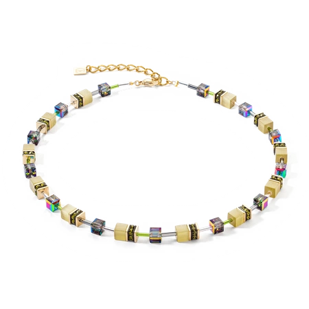Naszyjnik Coeur de Lion GeoCUBE Iconic Mono Gold oliwkowa zieleń