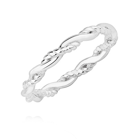 Pierścionek srebrny przeplatany