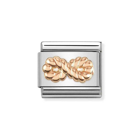 Element link do bransoletek Nomination Composable Stal + Różowe Złoto 9k znak nieskończoności pleciony