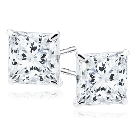 Srebrne kolczyki z kwadratową cyrkonią 8 mm