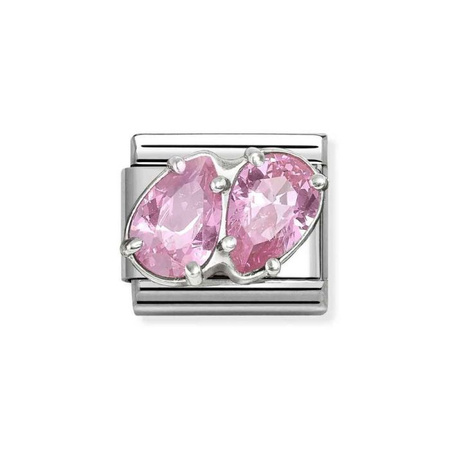 Element link do bransoletek Nomination Composable Stal + Srebro 925 dwie cyrkonie