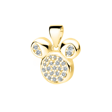 Srebrna pozłacana zawieszka myszka z cyrkoniami