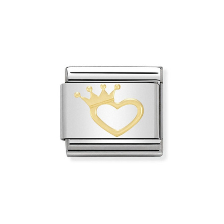 Element link do bransoletek Nomination Composable Stal + Złoto 18k serce z koroną
