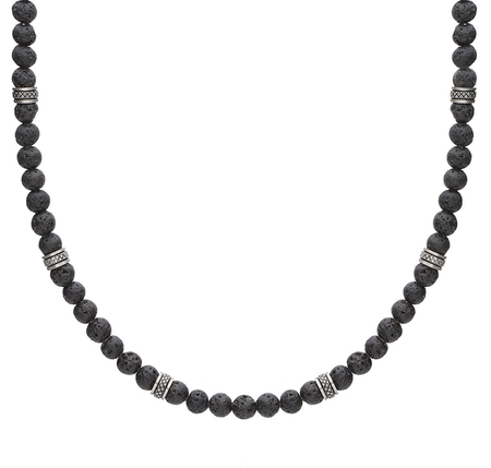 Naszyjnik męski stal szlachetna lawa wulkaniczna