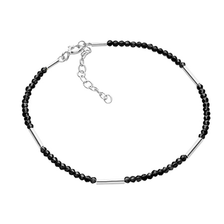 Bransoletka srebrna czarny spinel rurki