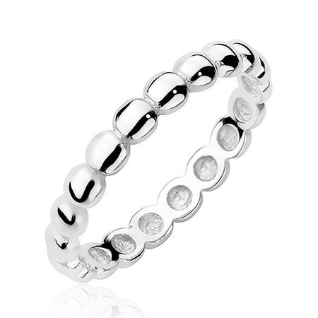 Srebrny pierścionek rodowany z kuleczek