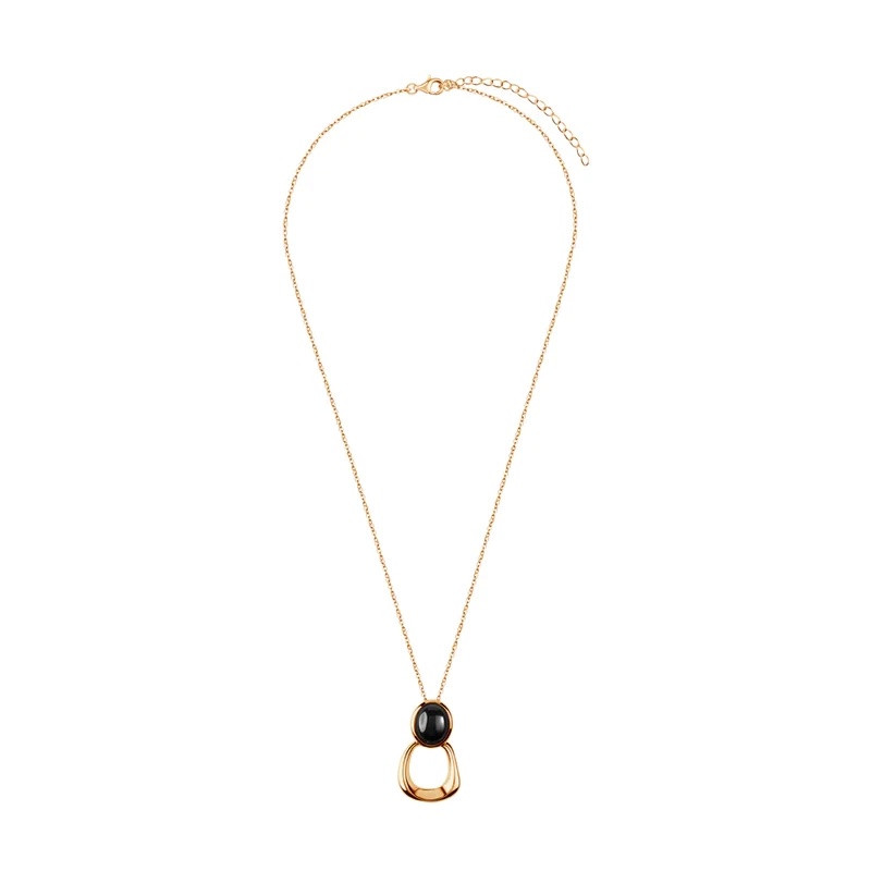 Naszyjnik pozłacany z onyksem