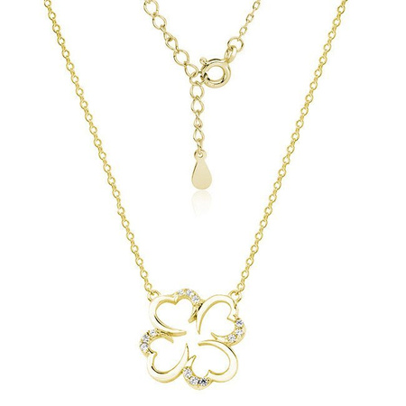 Srebrny naszyjnik złota koniczyna cyrkonie