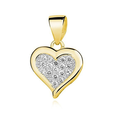 Srebrna pozłacana zawieszka serce z cyrkoniami