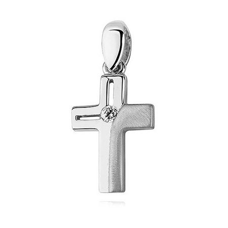 Srebrna zawieszka krzyżyk z cyrkonią