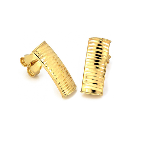 Złote kolczyki prostokąty diamentowane