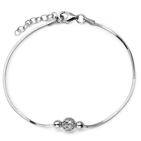 Bransoletka srebrna rodowana z kulkami