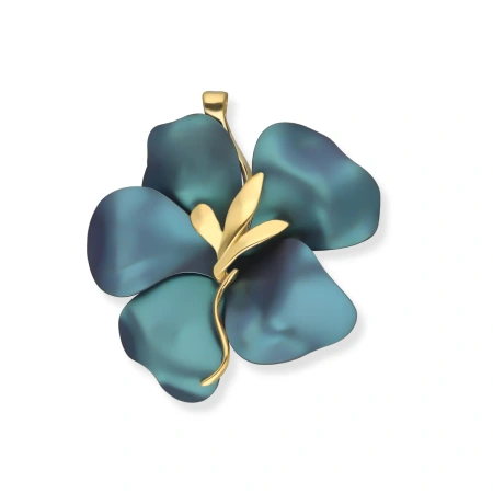 Zawieszka pozłacana kwiat tytan zielony