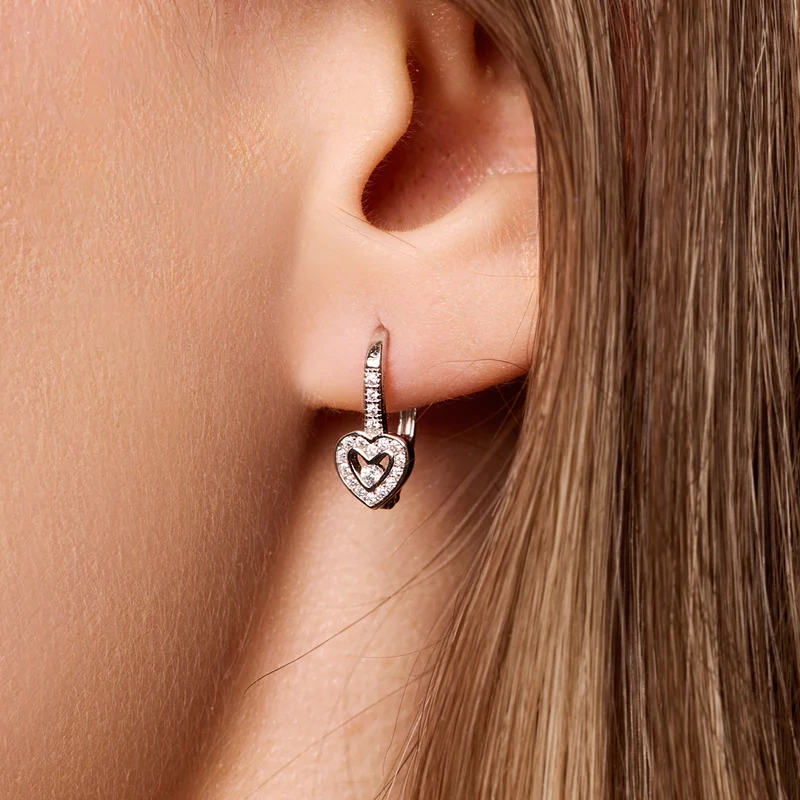 Kolczyki srebrne serca z cyrkoniami