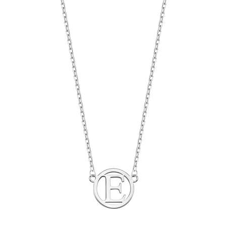 Naszyjnik srebrny zawieszka z literą E w kółku
