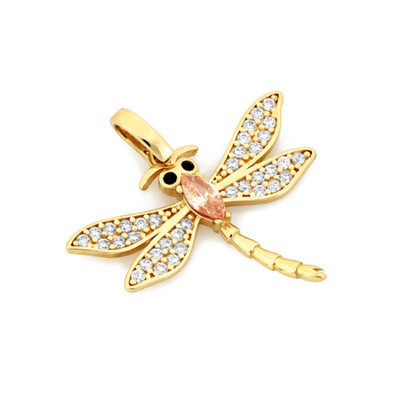 Złota zawieszka ważka z cyrkoniami