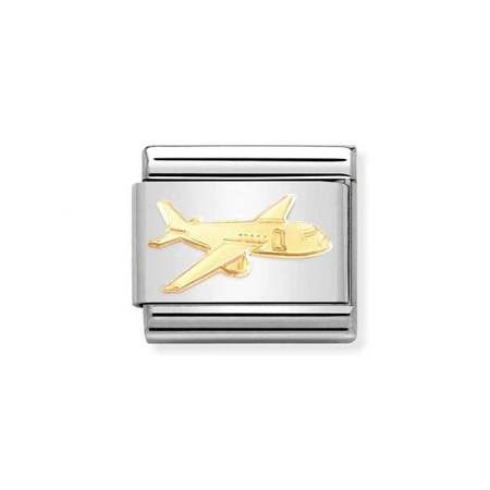 Element link do bransoletek Nomination Composable Stal + złoto 18k samolot