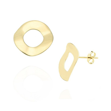 Koczyki srebro pozłacane kołka falowane