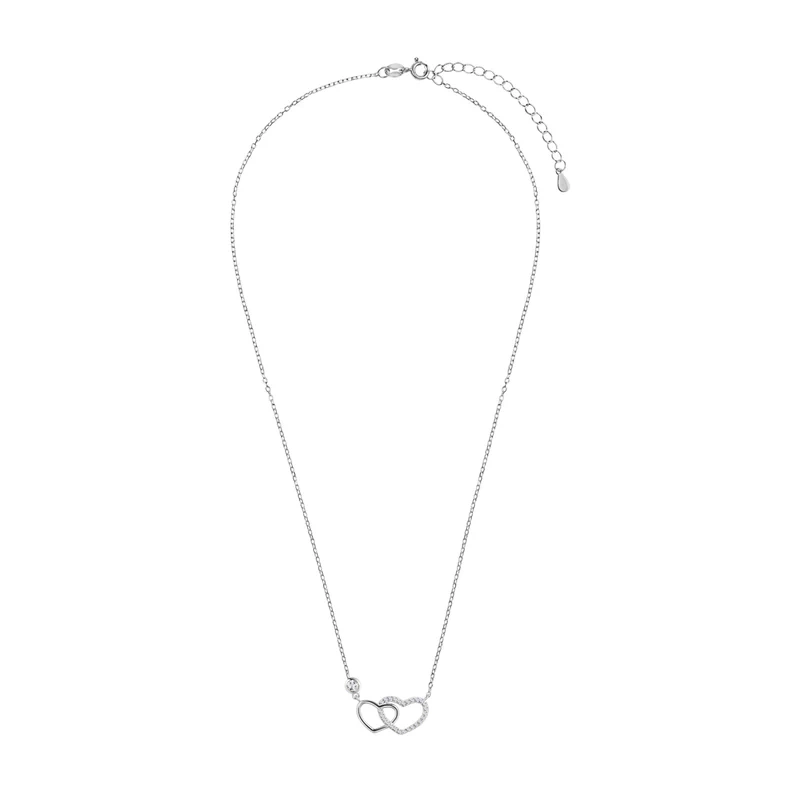 Naszyjnik srebrny serca z cyrkoniami