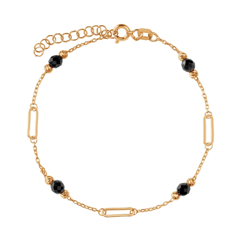 Bransoletka pozłacana z czarnymi cyrkoniami