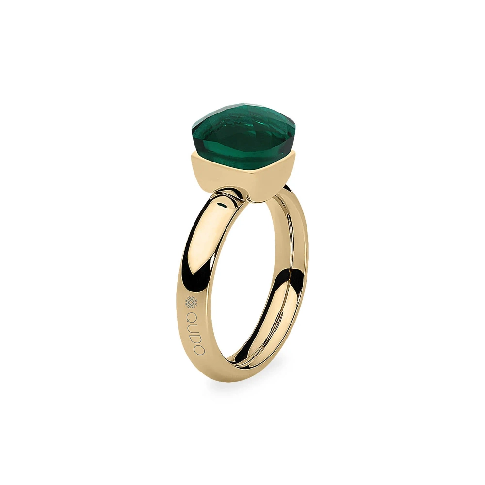 Pierścionek Qudo Firenze Emerald stal pozłacana