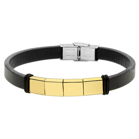 Bransoletka męska stal szlachetna skóra