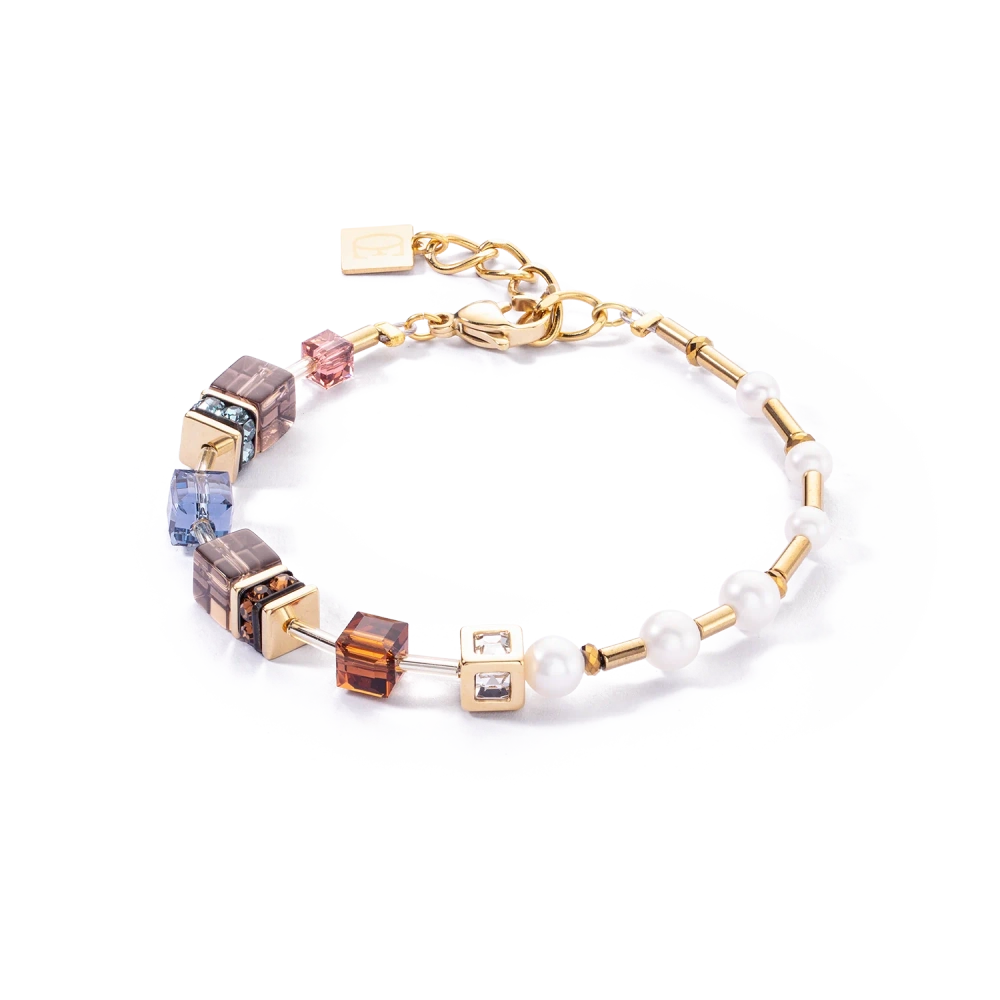 Bransoletka GeoCUBE® Fusion Precious Pearl Mix złoto-jesień