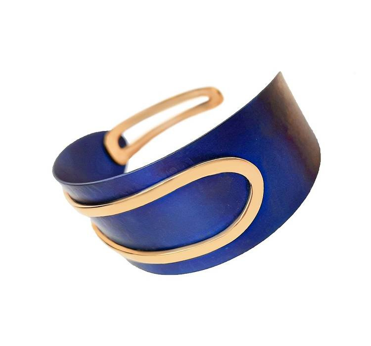 Bransoletka srebro pozłacane z tytanem