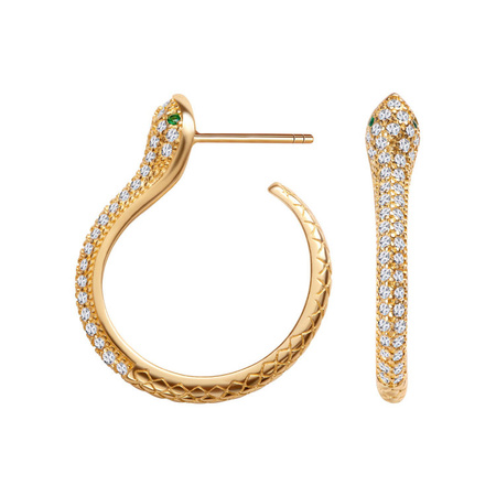 Kolczyki srebrne pozłacane węże z cyrkoniami